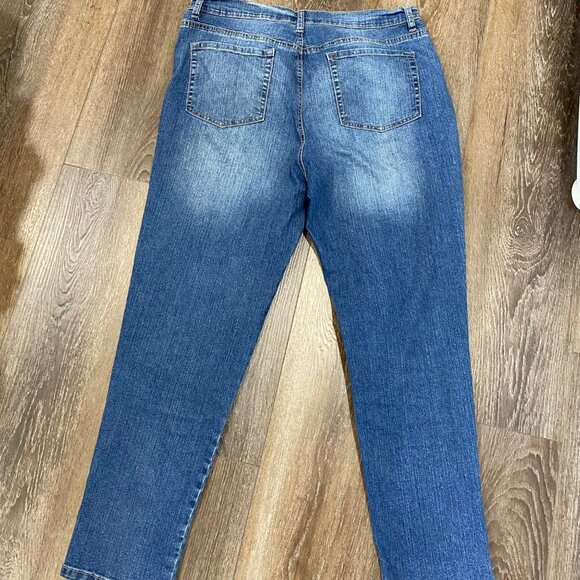 Gloria Vanderbilt Size 14 -Y2K Amanda Jeans – Blue Floral Embroidered Slimming - Picture 6 of 6